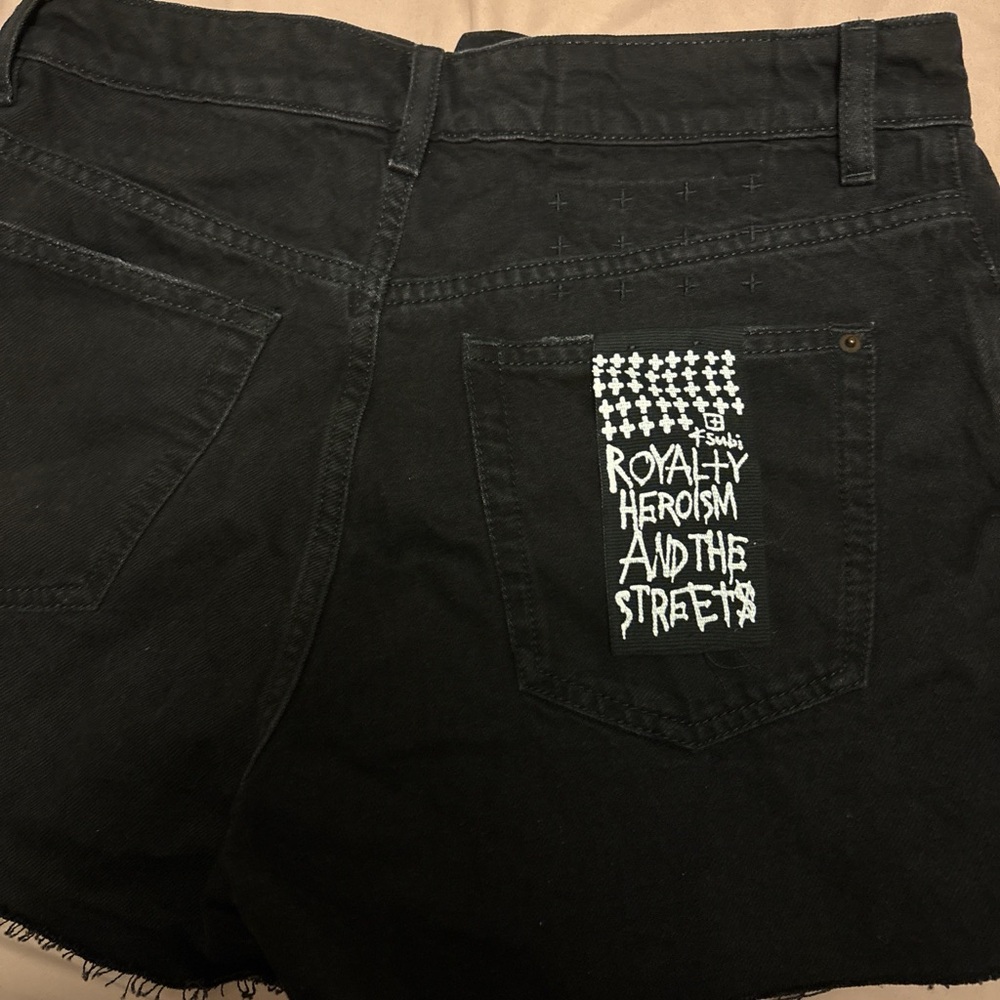Ksubi Black Denim Shorts with Graphic Detail